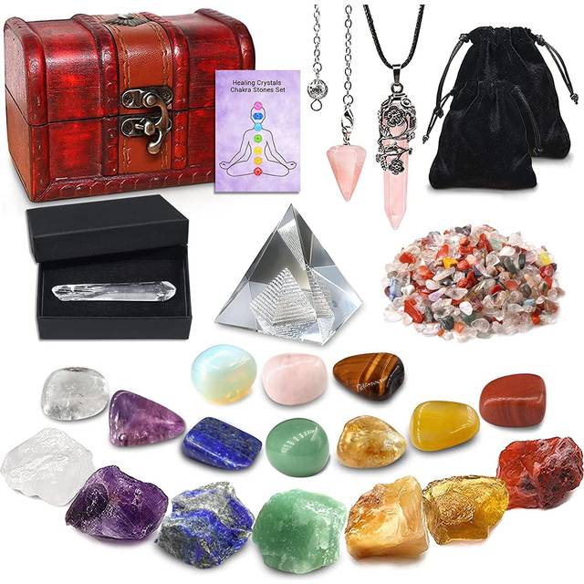 23PCS Natural Crystals and Healing Stones Set  7 Raw Chakra Stones 10p
