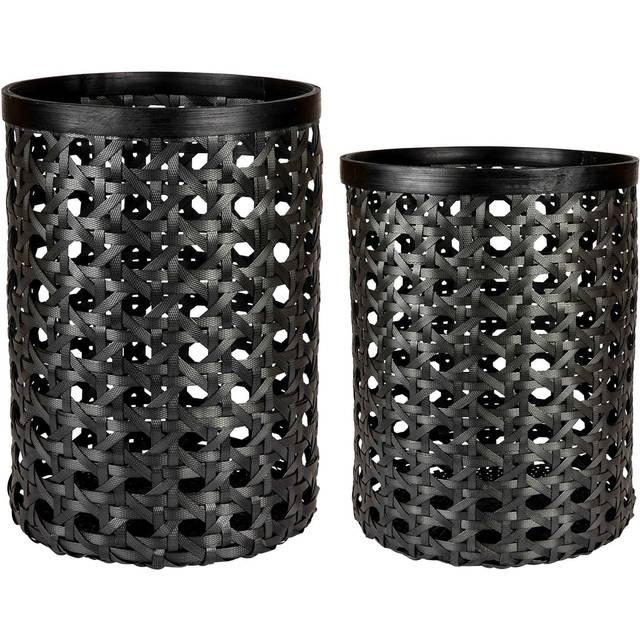 DAY HOME Day Black Bamboo Strap Basket, Set Of 2Pcs |Svart |One Size