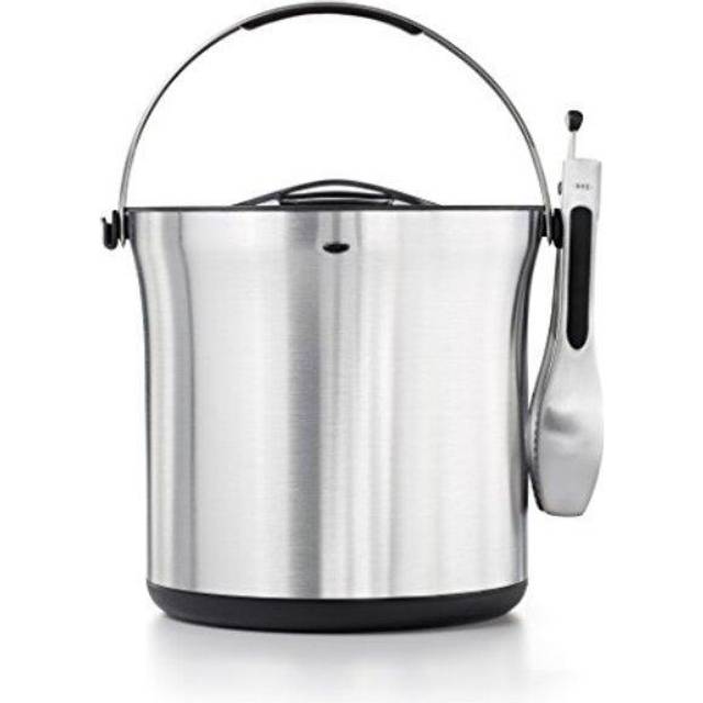 OXO Ice Bucket and Tongs Set - Brushed Stainless Steel