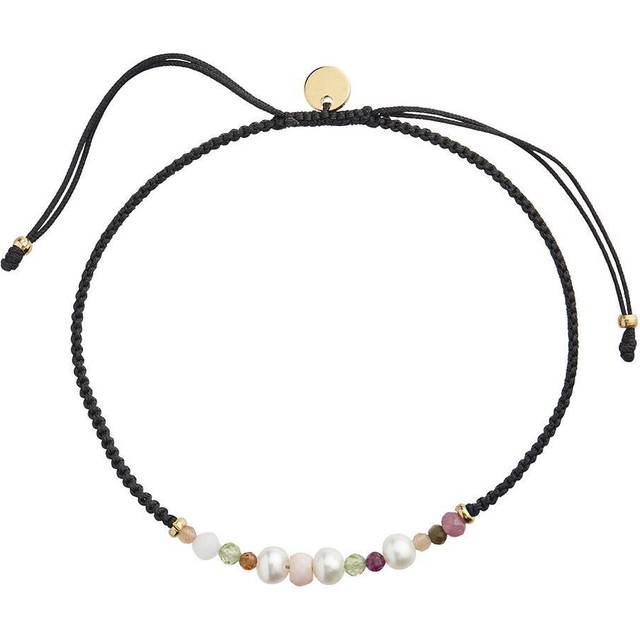 Candy Bracelet - White Forest Mix & Black Ribbon - Nylon (15.5-21 cm)