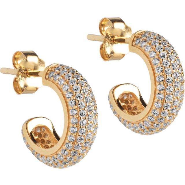 Enamel Mini Sparkling Luna Örhängen 18 kt. Guldpläterad Silver E285G-Clear-CZ - Dam - 925 Sterling Silver - Gold