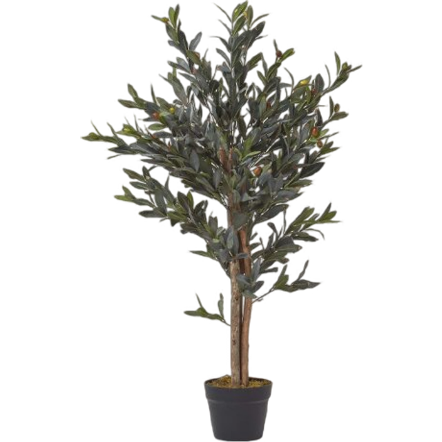 Lifelike Artificial Olive Fruit Tree with Real Wooden Stem, 90cm tall - Green
