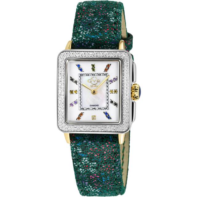 Womens Padova White Dial Green Floral Leather 12334F Swiss Quartz Watch - One Size