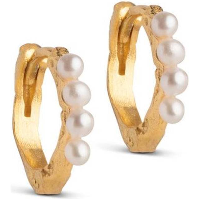 Enamel Copenhagen Womens Pearl Paula 18ct Gold-plated 925 Sterling-silver Hoop Earrings - PEARL