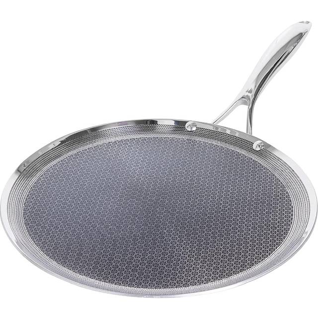 HexClad 12 Inch Hybrid Stainless Steel Griddle Non Stick Fry Pan with Stay-Cool Handle - PFOA Free, Dishwasher and Oven Safe, Works with Induction, Ce