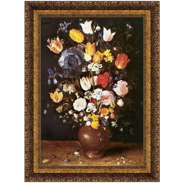 Bouquet Of Flowers Framed Canvas Replica Painting: Large