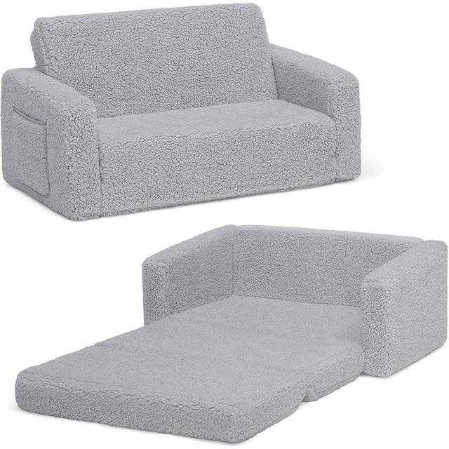 Delta Children Cozee Flip-Out Sherpa 2-in-1 Convertible Sofa to Lounger for Kids  Pink