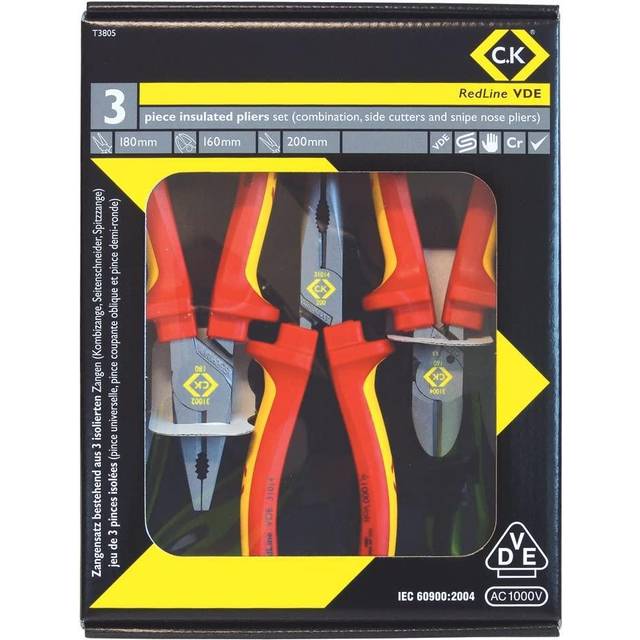 CK T3805 RedLine VDE Pliers Set Of 3
