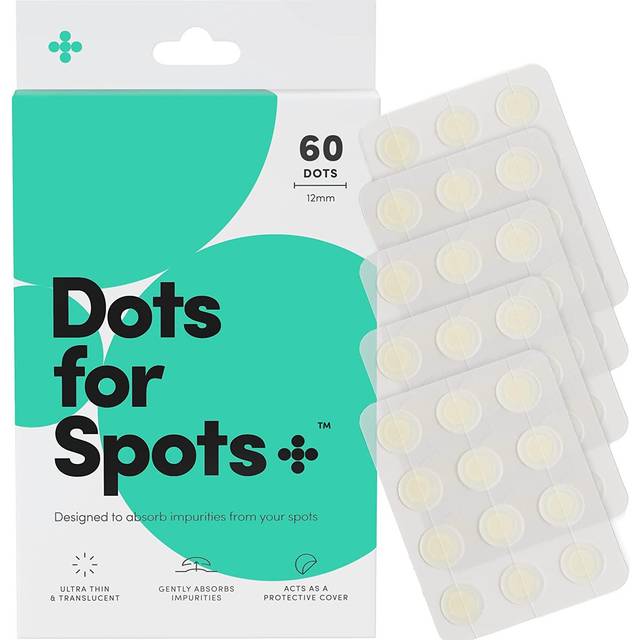 Dots for Spots Acne Patches - Pack of 60 Translucent Hydrocolloid Pimple Patch Spot Treatment Stickers for Face and Body - Fast-Acting