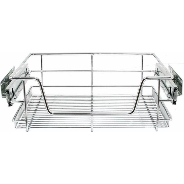 2 X KUKoo Kitchen Pull Out Storage Baskets – 500Mm Wide Cabinet, Silver