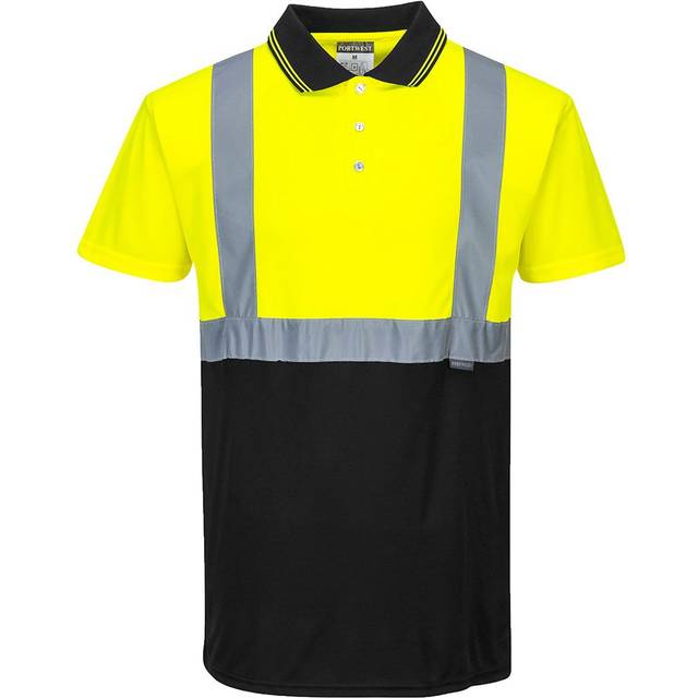 Portwest Hi-Vis Contrast Short Sleeve Polo Shirt S479 Colour: Yellow/N