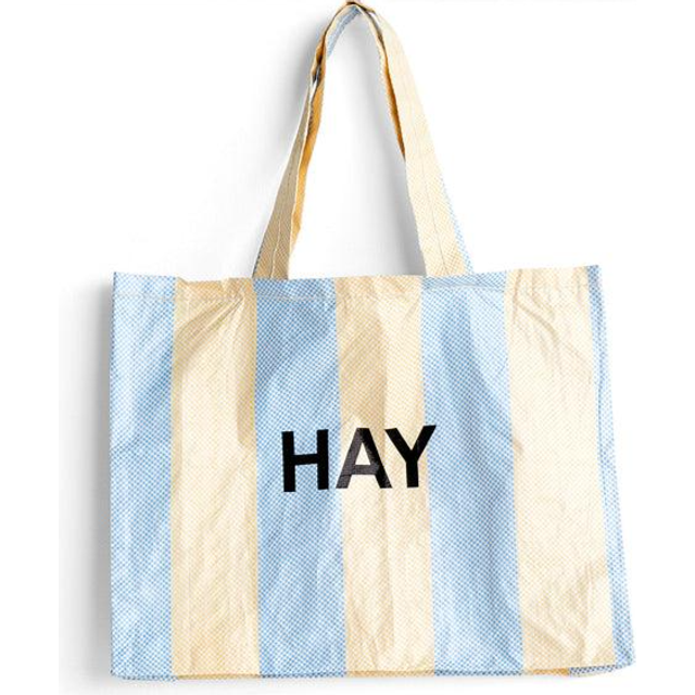 HAY - Recycled Candy Stripe Bag - Bärbar väska - Medium - Yellow and Blue - W50 x D12 x H37 cm