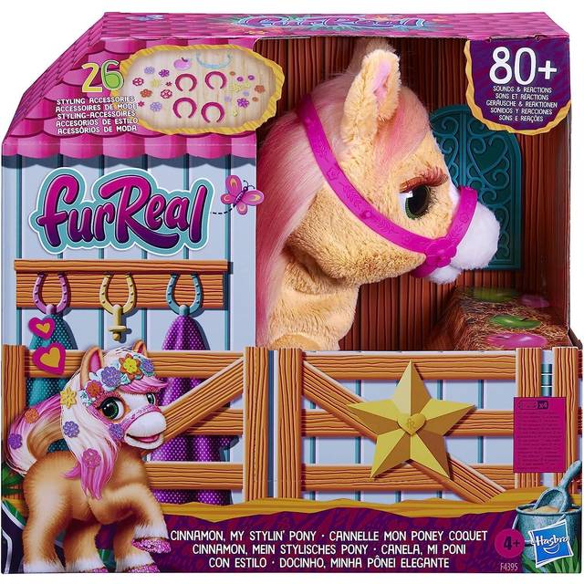 furReal Cinnamon, My Stylin’ Pony-leksak, elektroniskt husdjur på 35 cm, över 80 ljud och reaktioner, 26 tillbehör, från 4 år