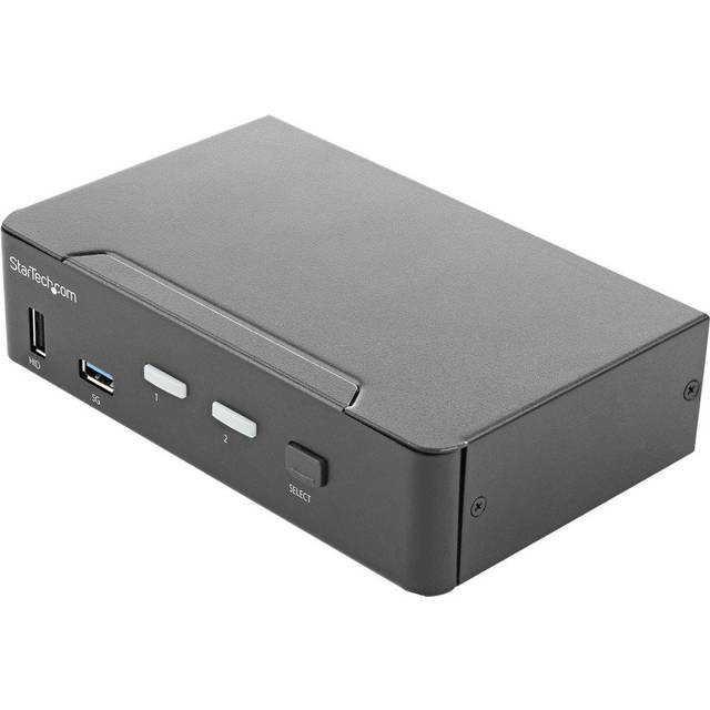 StarTech.com 2 Port HDMI KVM Switch - Single Monitor 4K 60Hz Ultra HD HDR - Desktop HDMI 2.0 KVM Switch with 2 Port USB 3.0 Hub (5Gbps) and 4x USB 2.0 HID Audio - Hotkey Switching - TAA