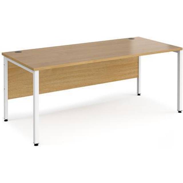 Maestro 25 Straight Office Desk White Leg Frame and Oak Table Top - 1800x800mm
