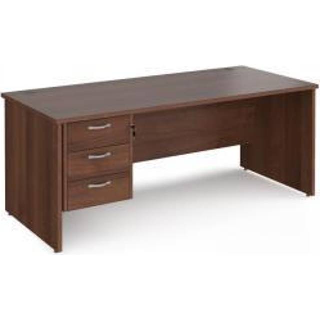 Maestro 25 straight desk 1800mm x 800mm with 2 drawer pedestal - grey oak top with panel end leg