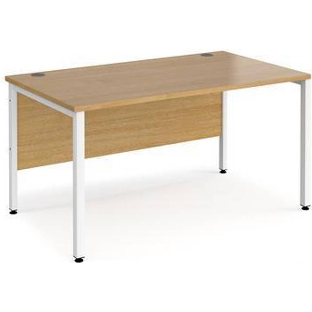 Maestro 25 Straight Office Desk Black Frame and Grey Oak Table Top - 1400x800mm