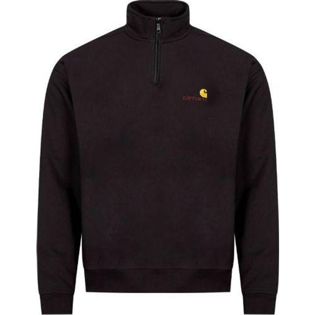 Carhartt Wip, Sweatshirts & Hoodies, Herr, XL, Bomull, Half Zip American Script Sweat - black (XL)