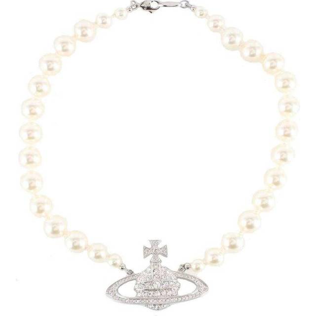 Womens Vivienne Westwood Jewellery Bas Relief Silver-Tone Brass, Pearl and Swarovski Crystal Necklace