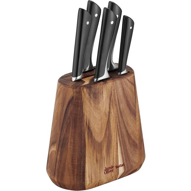 Tefal Jamie Oliver K267S656 Uppsättning knivar, Rostfritt stål, trä, Brun, Svart, 7 delar