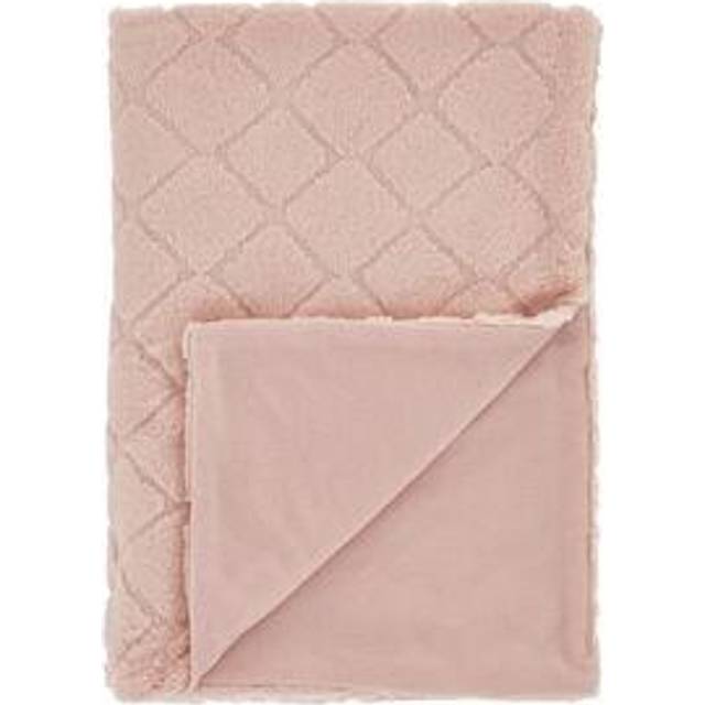 Cosy Diamond Faux Fur Soft 130x170cm Blanket Throw - Blush (130cm W X 170cm L)