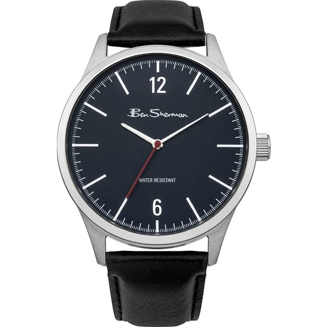 Ben Sherman Men's Black Faux Leather Strap Watch and Wallet