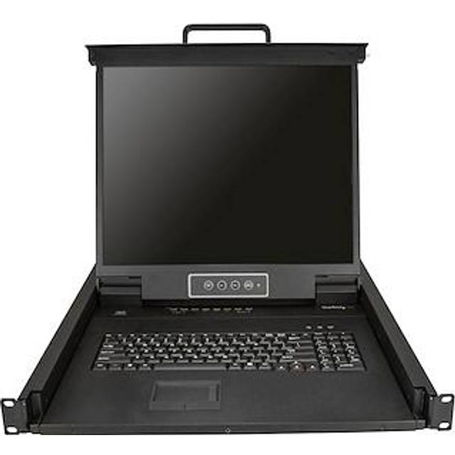 StarTech.com 8-portars rack KVM-konsol med 1,8 m kabel – USA-tangentbord (QWERTY), integrerad KVM-switch med 19-tums LCD-skärm – 1HE LCD-KVM-konsol – OSD KVM – 50 000 MTBF – USB + VGA(RKCONS1908K)