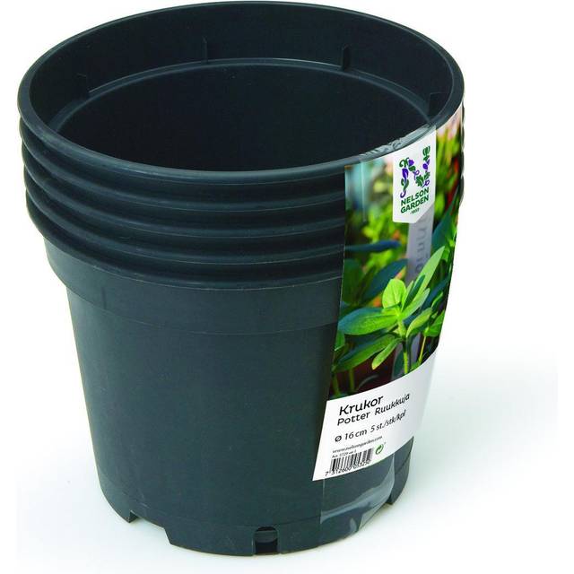 Nelson Garden 5729 Plastkruka svart, Ø 17 cm, 5-pack