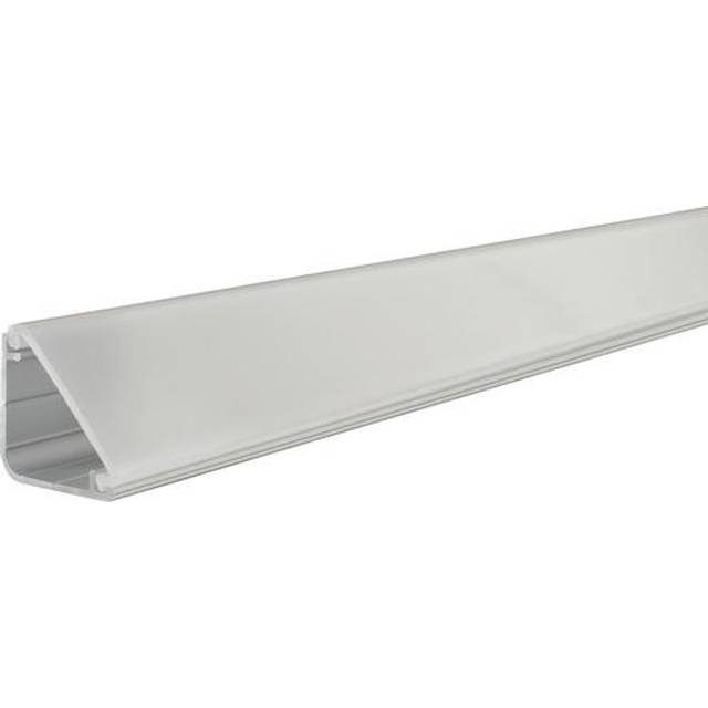 70262 Delta Profile with Diffuser for LED Strips 1 m skirting Board anodised Plastic Illuminated Edging, Aluminium, Satin