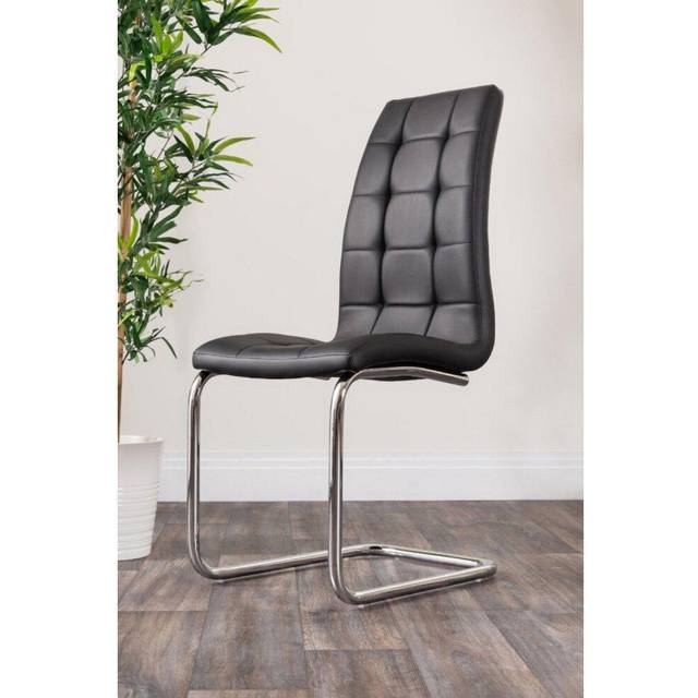2 x Deep Foam Cushioned Murano Upholstered Modern Kitchen Dining Chairs - Black