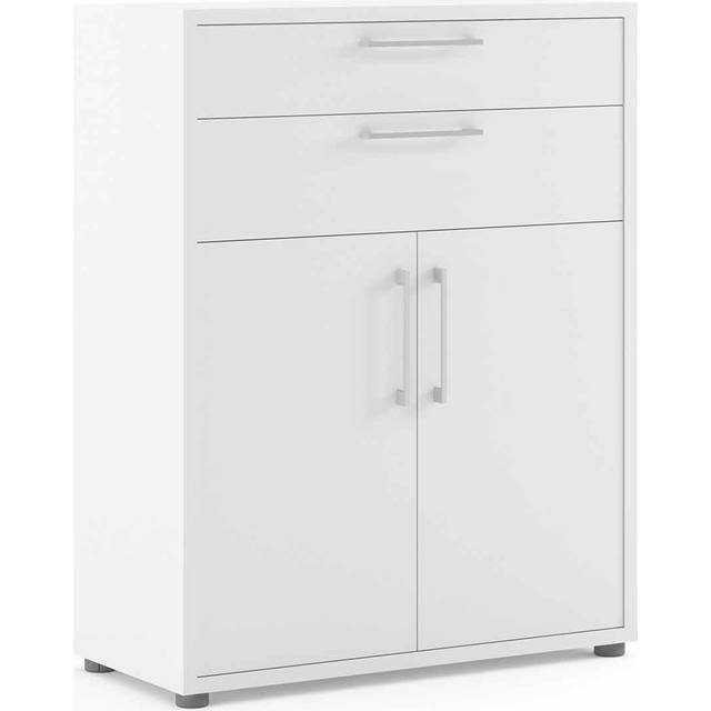 Prima Bookcase 1 Shelf With 2 Drawers And 2 Doors In White