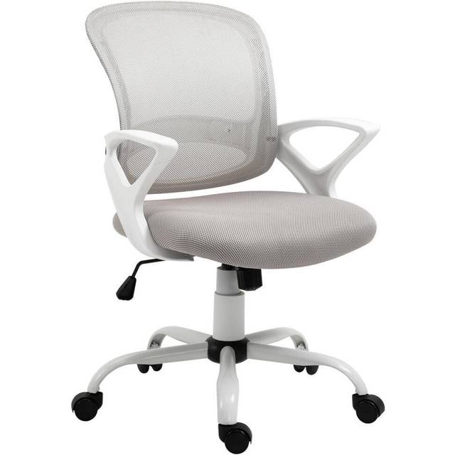 Vinsetto Mesh Task Swivel Chair Home Office Desk With Lumbar Back Support, Grey, Grey