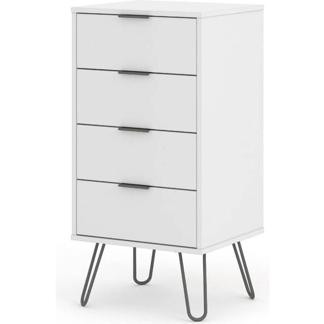 Augusta White 4 Drawer Narrow Chest Of Drawers