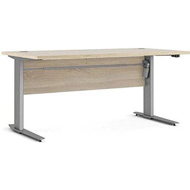 Florence Electric Height Adjustable Desk Oak and Silver Grey - Wood