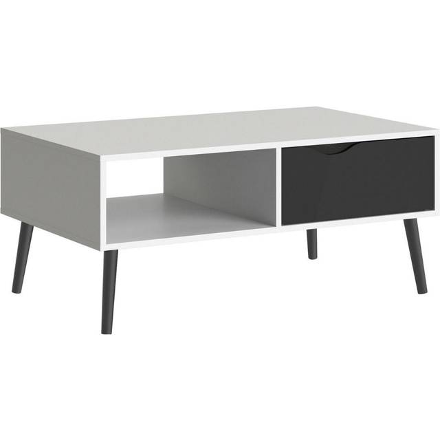 Oslo Coffee Table 1 Drawer 1 Shelf In White And Black Matt, White