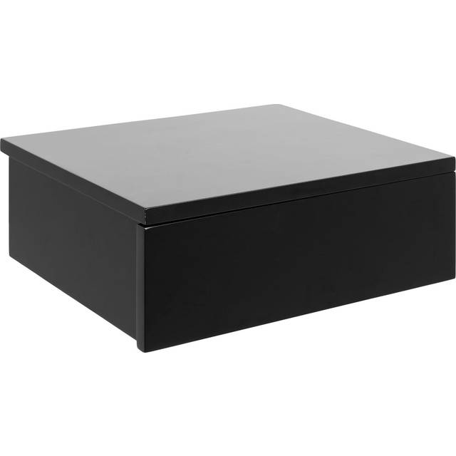 Avignon Square Bedside Table with 2 Drawers in Black, Black