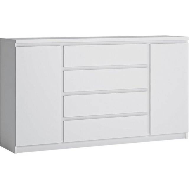 Fribo 2 Door 4 Drawer Wide Sideboard In White, White