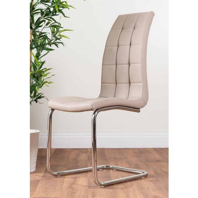 2 x Deep Foam Cushioned Murano Upholstered Modern Kitchen Dining Chairs - Cappuccino - Yellow