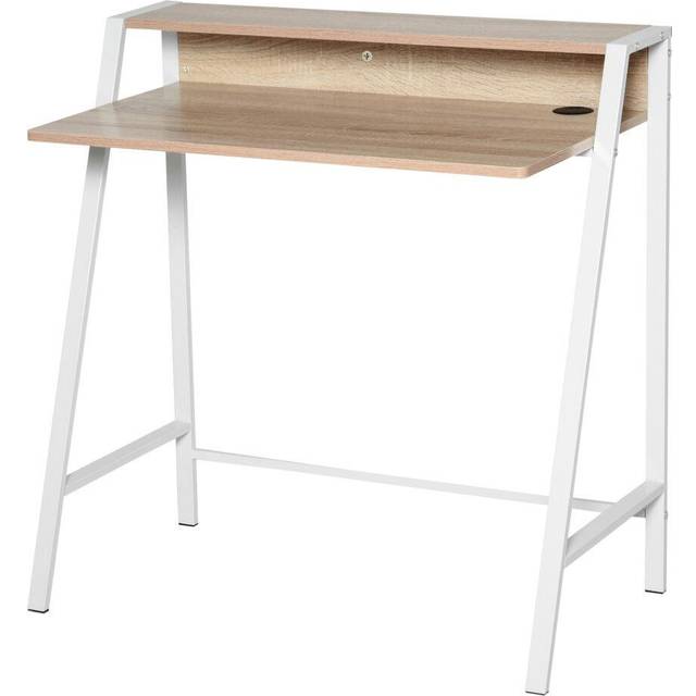 White & Oak Effect Writing Desk Computer Table Home Office PC Laptop Workstation Storage Shelf - CARTER | TJ Hughes
