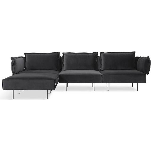 Handvärk - Modular Sofa 3-Seat Sofa with Chaise by Emil Thorup - Soffa för 3 personer - Dark Grey - L296 x W94/100 x H75 x SH38 cm