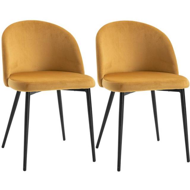 Homcom Dining Chairs Set Of 2 Contemporary Design For Office Dining Kitchen W/soft Fabric Seat And Back Living Room - Yellow