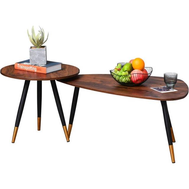 Indoor Vintage Nest of 2 Coffee Tables Walnut