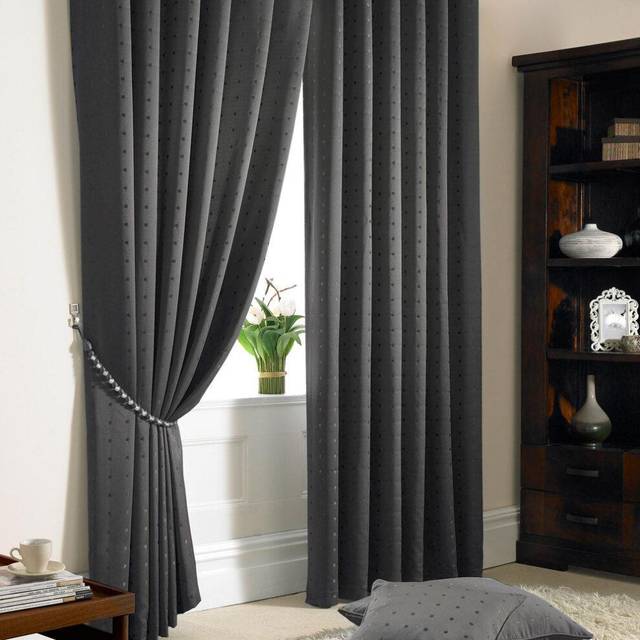 Essential Living Adiso Pencil Pleat Taped Top Curtains Charcoal 168cm x 183cm, Grey