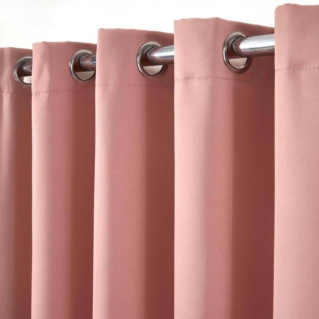 Dreamscene Eyelet Blackout Curtains Pair Of Thermal Ring Top Ready Made Luxury Blush Pink 66" Wide X 90" Drop, Pink
