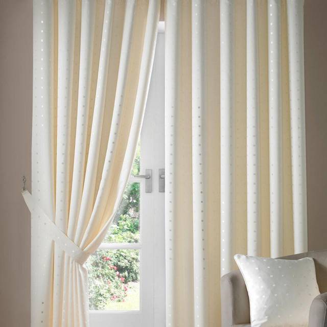Essential Living Adiso Pencil Pleat Taped Top Curtains Cream 168cm x 137cm, Cream