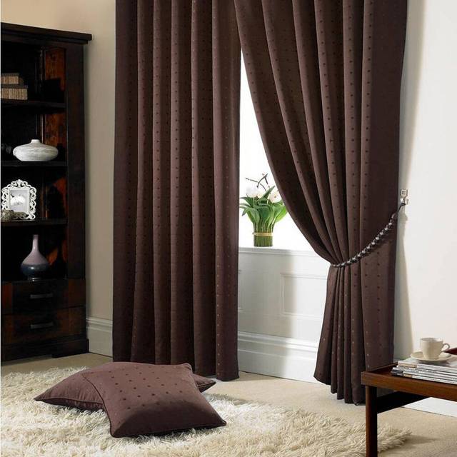 Adiso Pencil Pleat Taped Top Curtains - Dark Brown / 274cm / 229cm