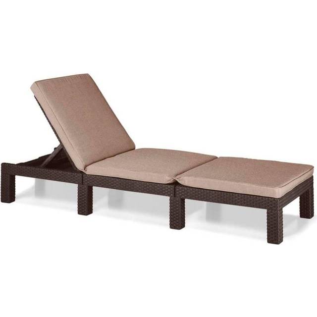 Keter Sunlounger with Cushion Daytona Brown Sunbed Wicker Sunlounger Patio