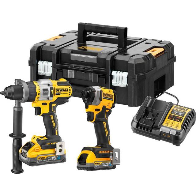Dewalt Dck2052h1e1t-gb 18v Xr Brushless Twin Kit With 1 X 5ah & 1 X 1.7ah Powers