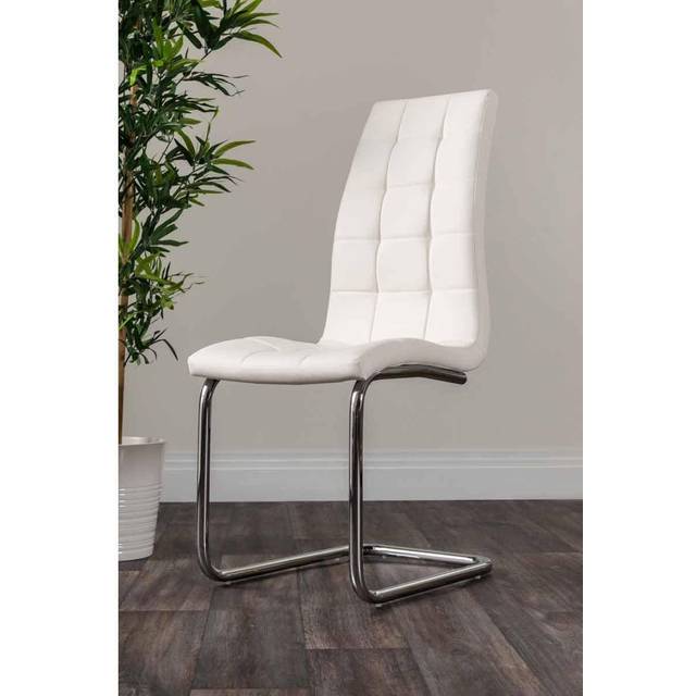 2 x Deep Foam Cushioned Murano Upholstered Modern Kitchen Dining Chairs - White