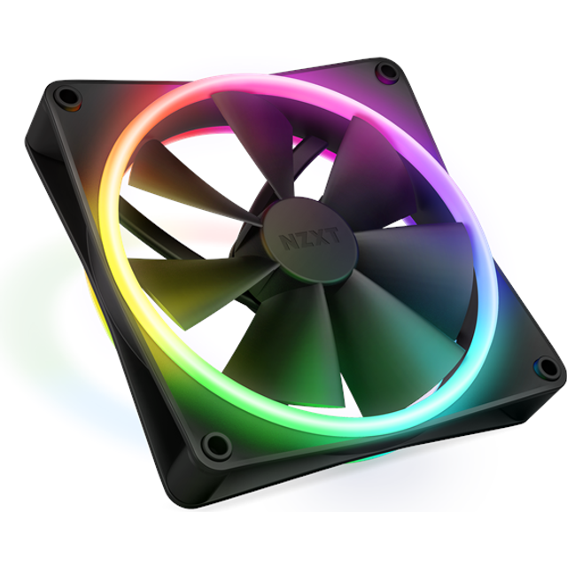 NZXT F140 RGB Duo – RF-D14SF-B1 – 140 mm RGB-fläkt – 140 mm – 20 individuellt konfigurerbara lysdioder – balanserat luftflöde och statiskt tryck – PWM-kontroll – svart